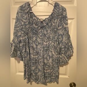 Spense Blue and White Swirl Blouse